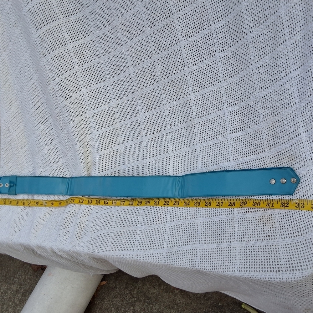 Vintage blue velvet bow 70s wide belt S/M - Picture 2 of 7